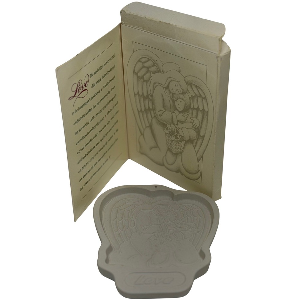 VTG Longaberger Cookie Mold Beige Angel of Love Series Pottery 1995 USA‎ Holiday